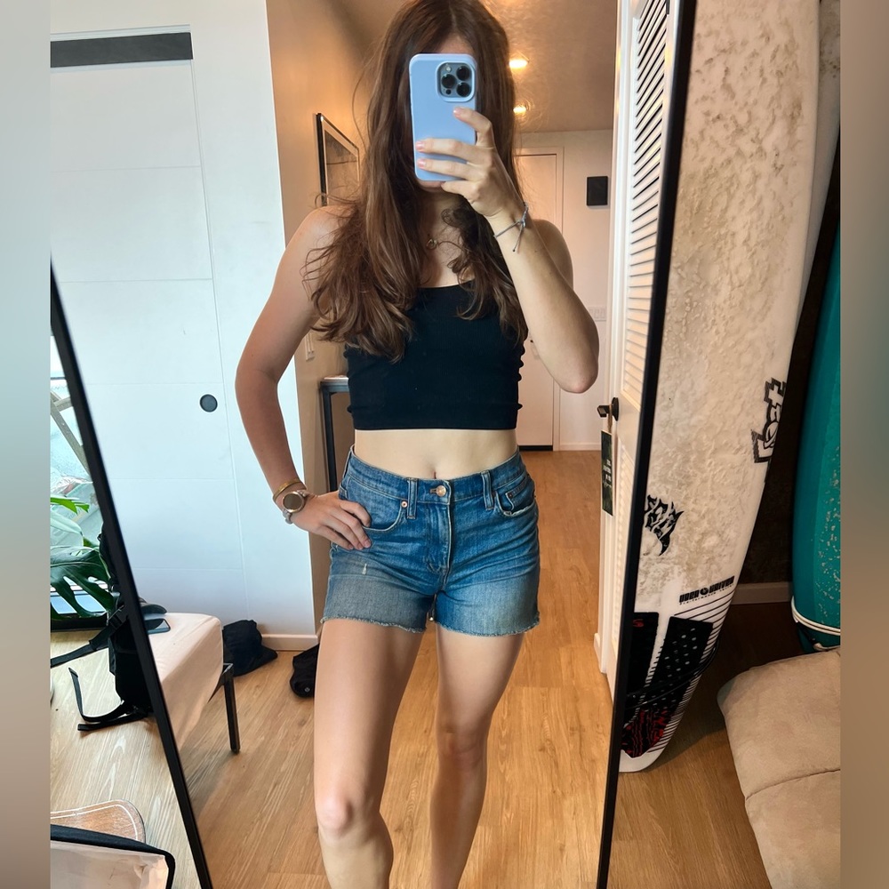 Madewell midi jean shorts